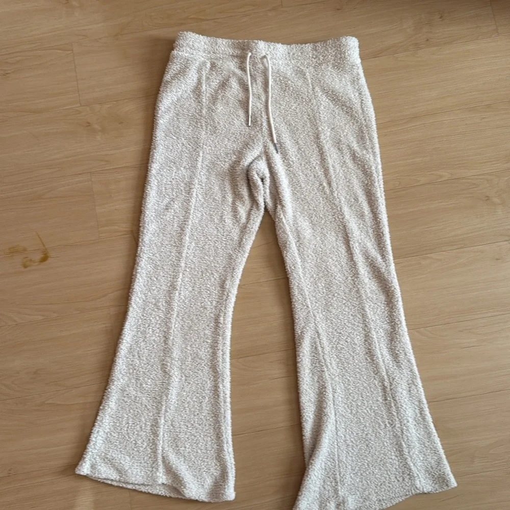 REWASH WOMEN BEIGE TEXTURED POCKETED LONG SLEEVE CREW NECK TOP AND PANTS SIZE XL